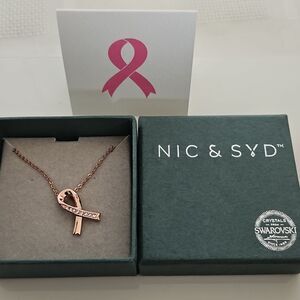 Nic & Syd Breast Cancer Awareness Swarovski  Crystal Rose Gold Necklace